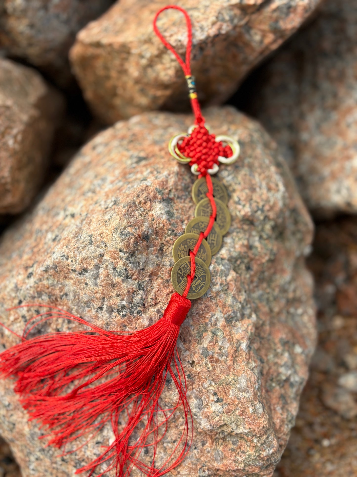 Red Rope Five Emperors Coins Feng Shui Charm