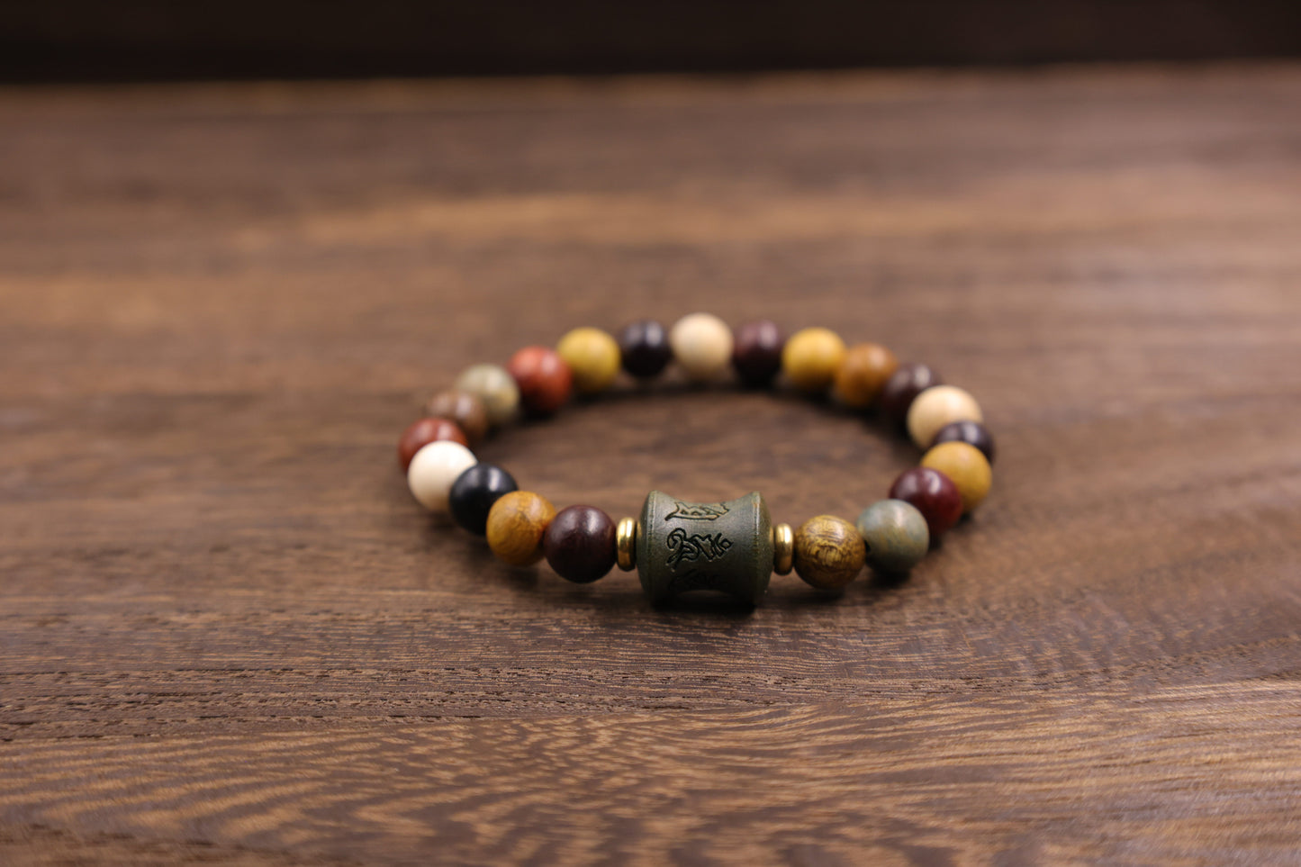 Natural wooden multi- jewel Six-character Mantra Bracelet Meditation Beads