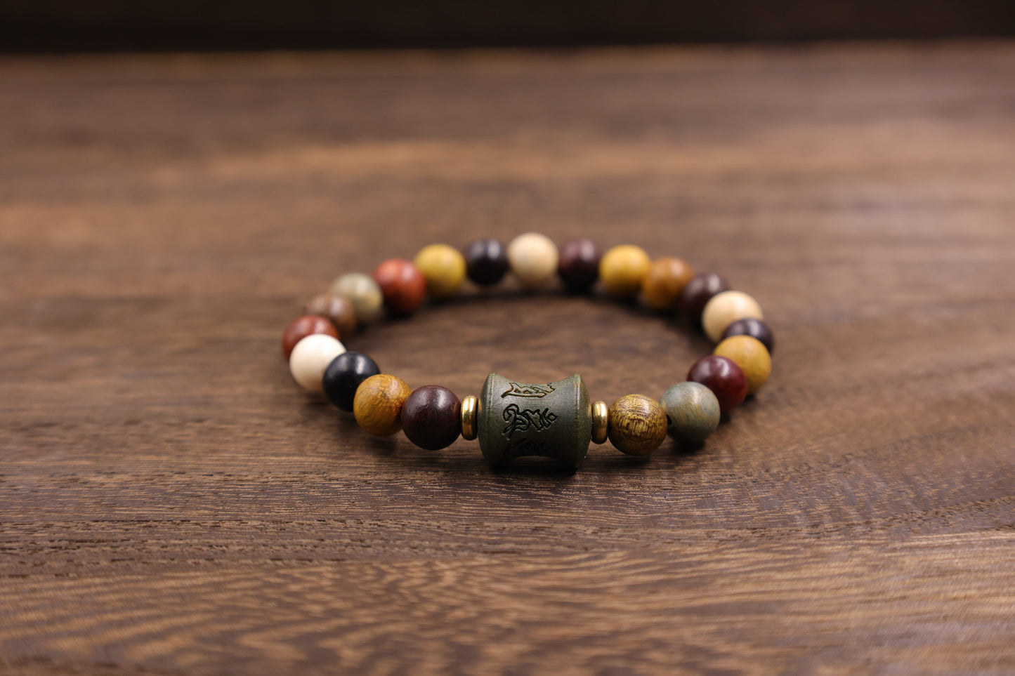 Natural wooden multi- jewel Six-character Mantra Bracelet Meditation Beads