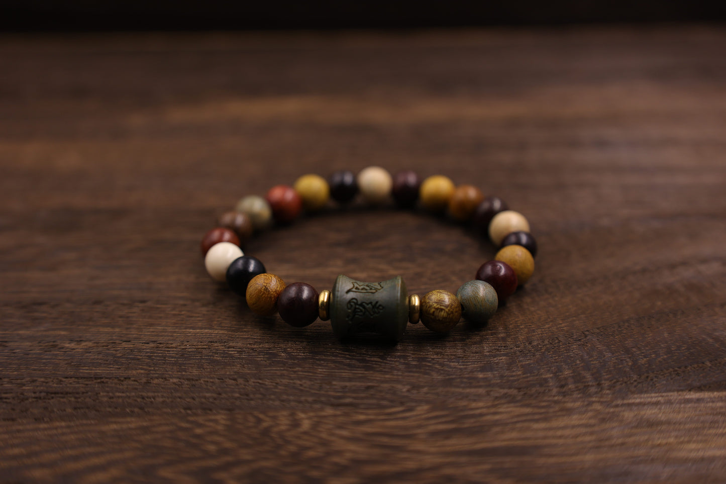 Natural wooden multi- jewel Six-character Mantra Bracelet Meditation Beads