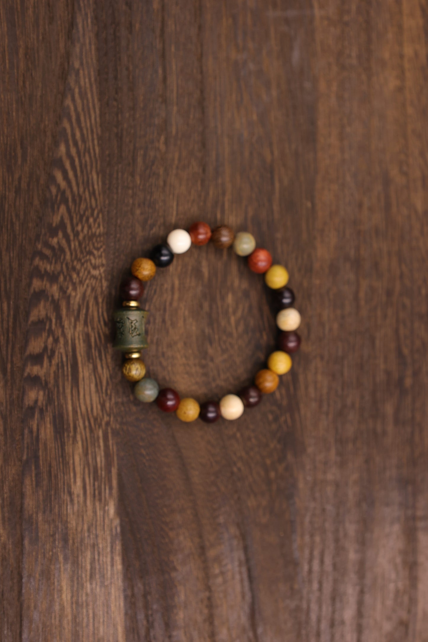 Natural wooden multi- jewel Six-character Mantra Bracelet Meditation Beads