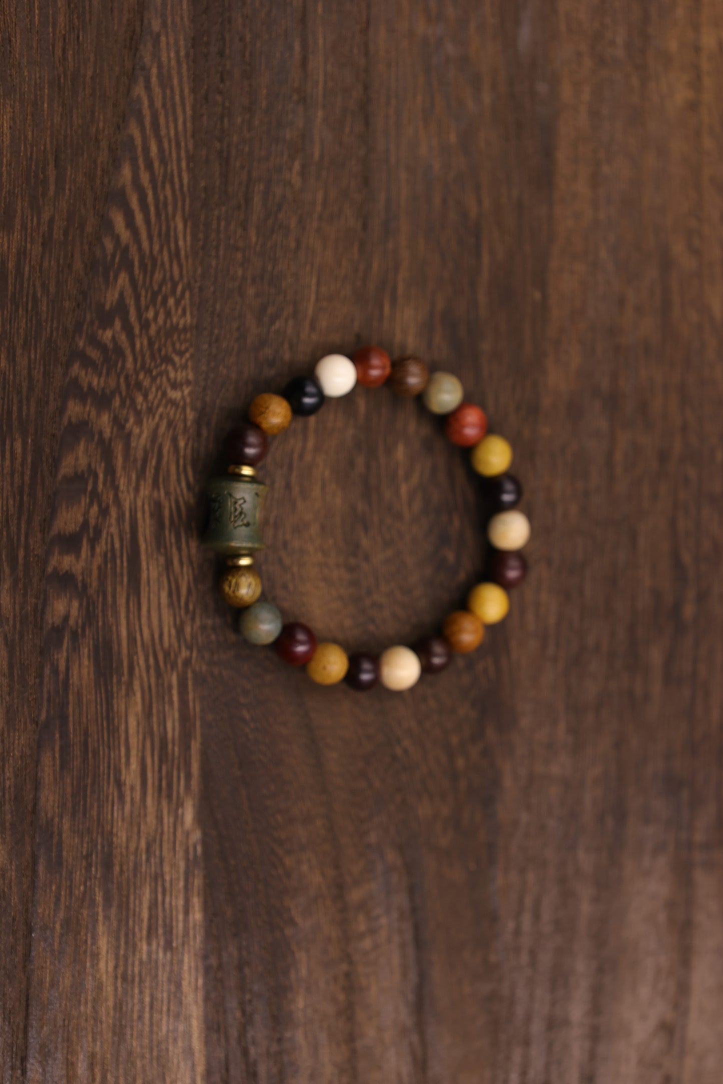 Natural wooden multi- jewel Six-character Mantra Bracelet Meditation Beads