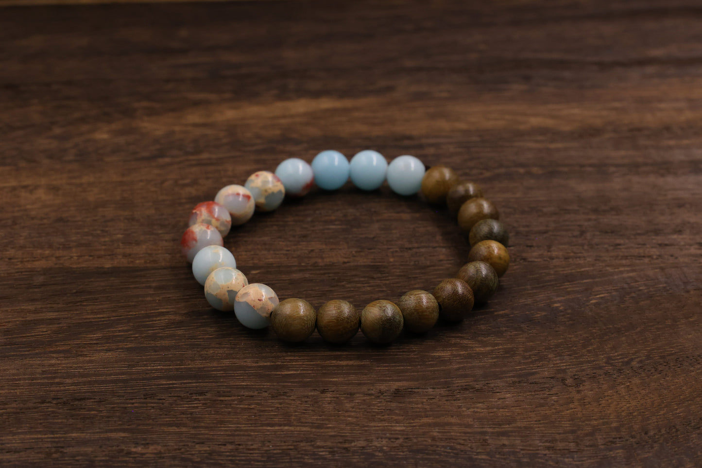 Green Sandalwood & Shoushan Stone Fengshui Bracelet Meditation Beads-