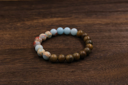 Green Sandalwood & Shoushan Stone Fengshui Bracelet