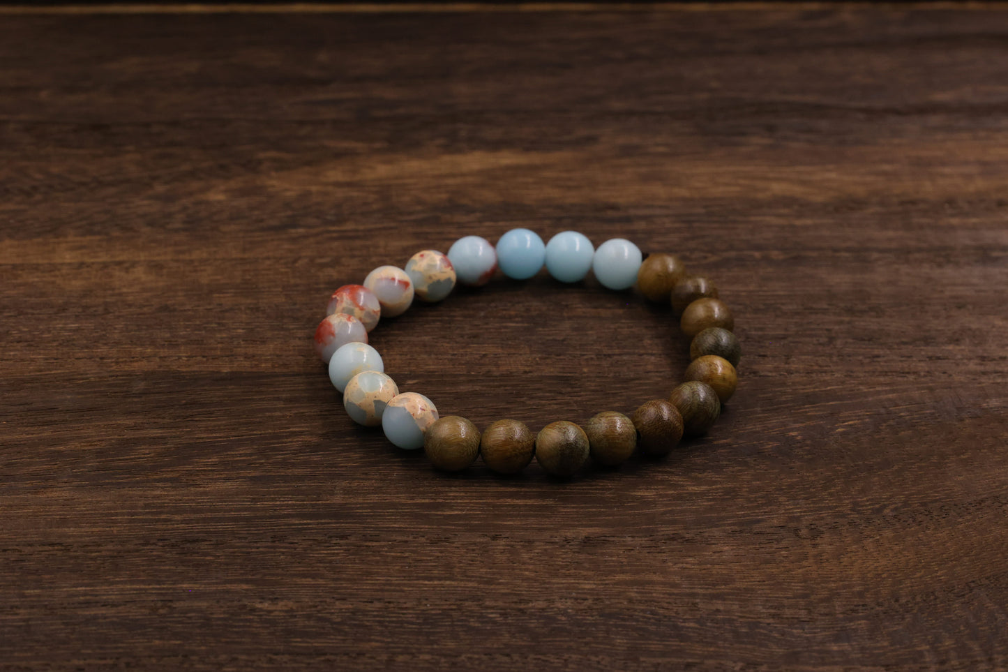 Green Sandalwood & Shoushan Stone Fengshui Bracelet Meditation Beads-