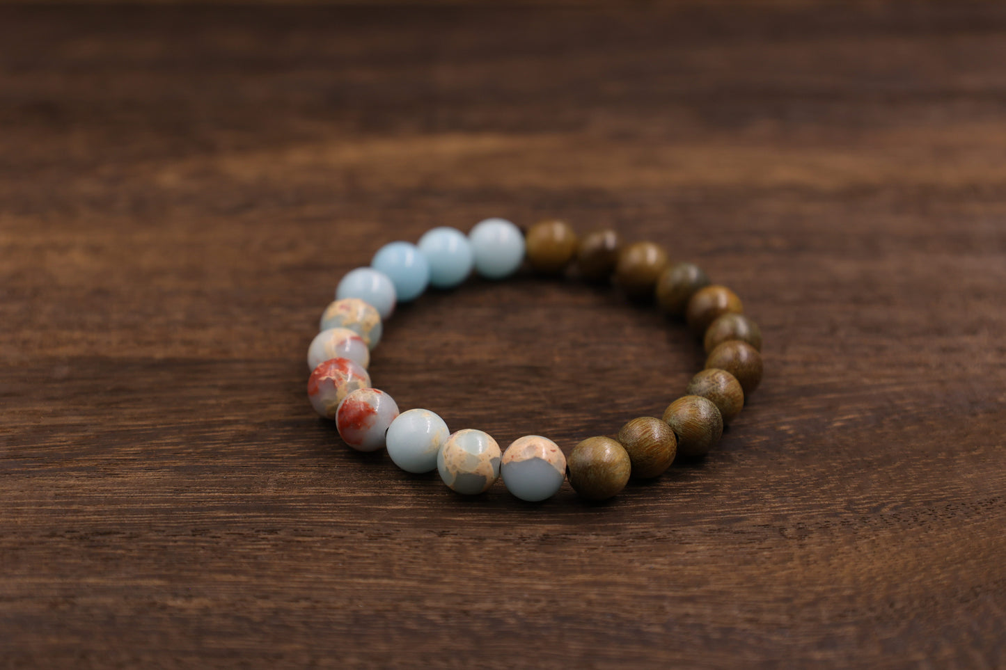 Green Sandalwood & Shoushan Stone Fengshui Bracelet Meditation Beads-