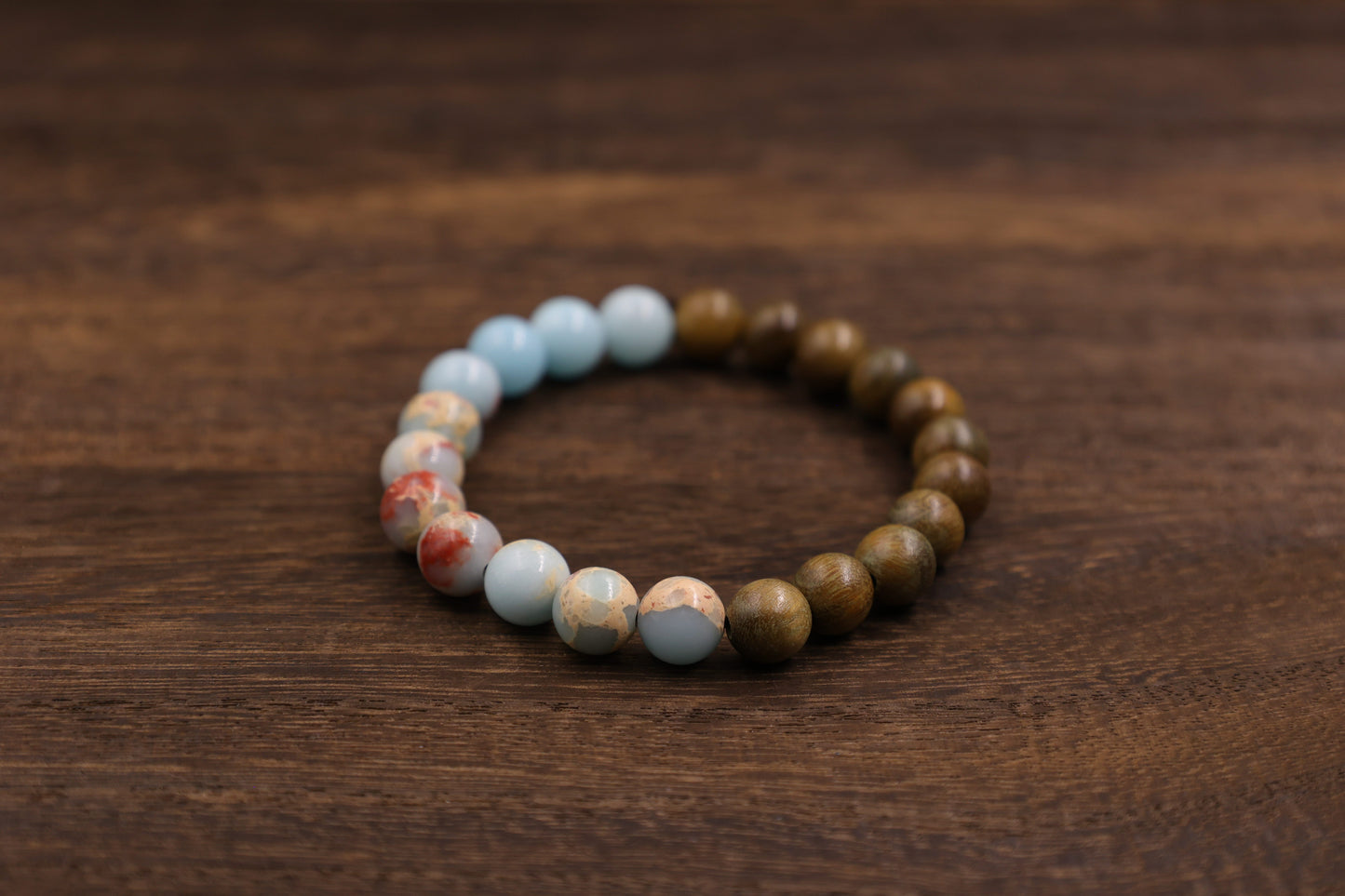 Green Sandalwood & Shoushan Stone Fengshui Bracelet Meditation Beads-