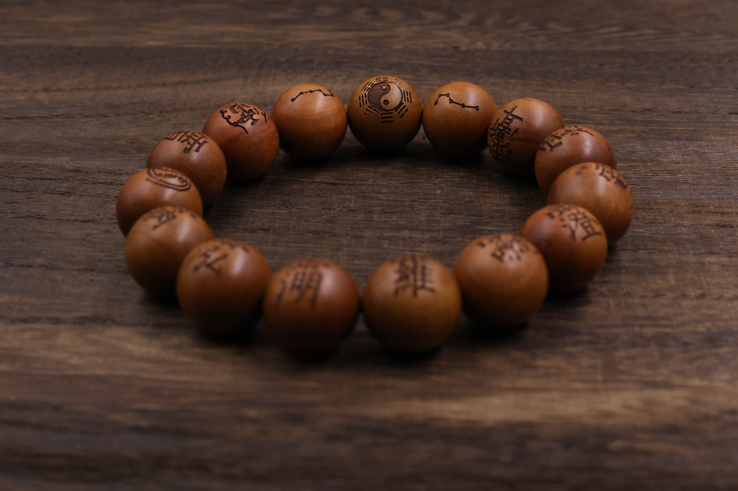 Lightingstruck Jujube Wood tai chi Yin and Yang Bracelet Meditation Bead