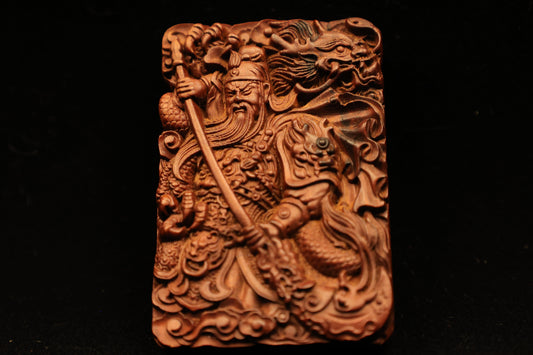 Lightingstruck Jujube Wood Guangong（Guan Yu） - Fengshui Wooden Charm (Double-Sided)