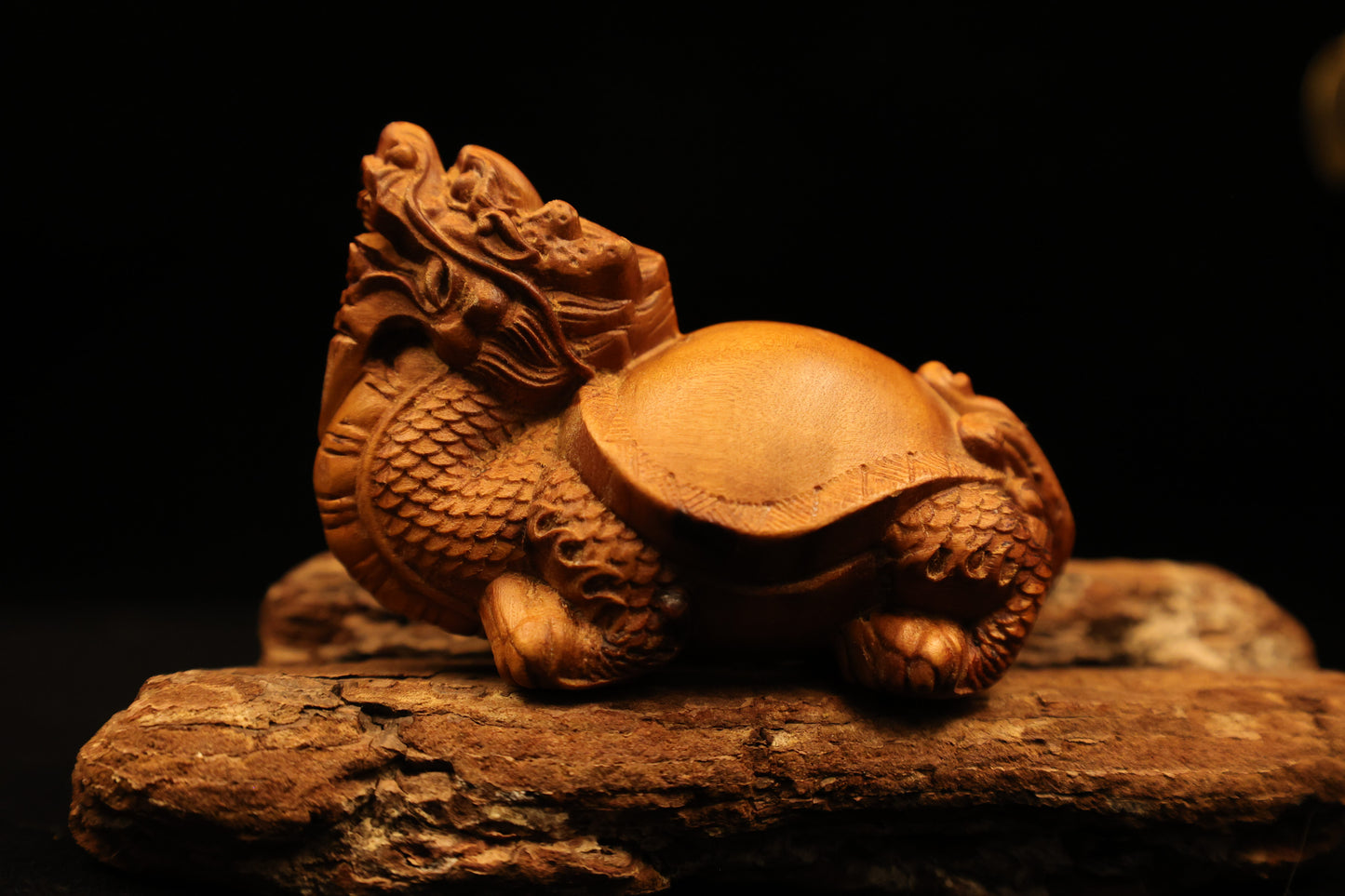 Lightingstruck Jujube Wood Dragon Turtle- Fengshui Wooden Ornament