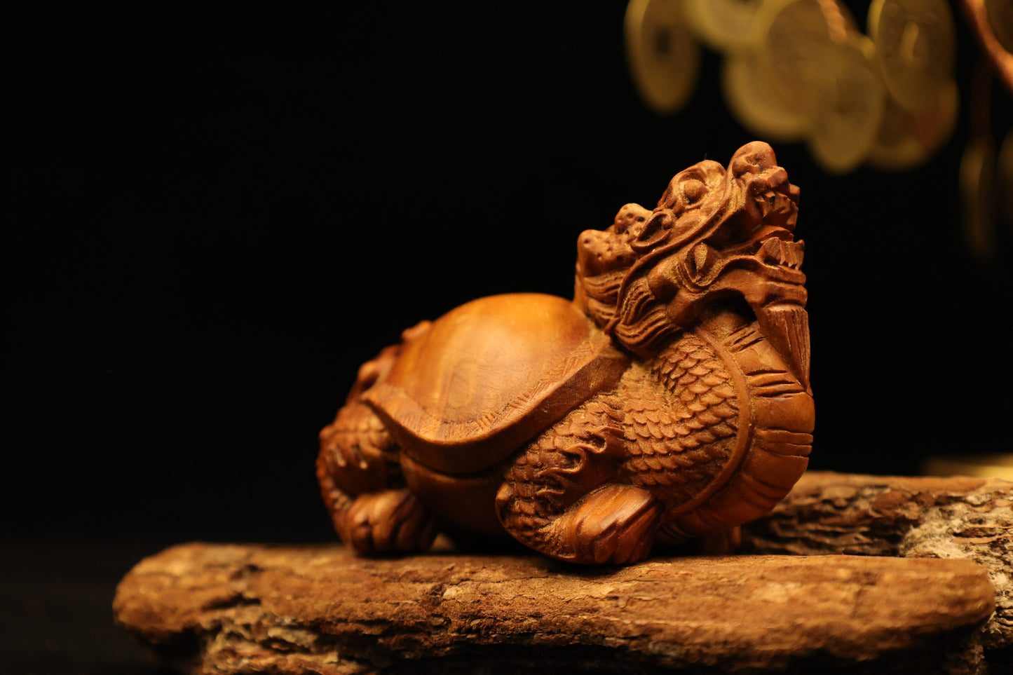 Lightingstruck Jujube Wood Dragon Turtle- Fengshui Wooden Ornament