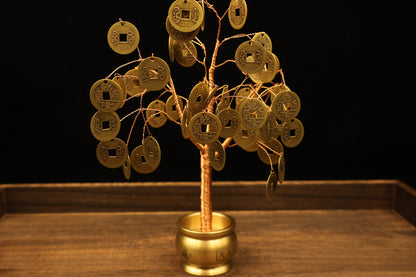 Five Emperor Coins Fengshui Tree For Wealth With Copper Base