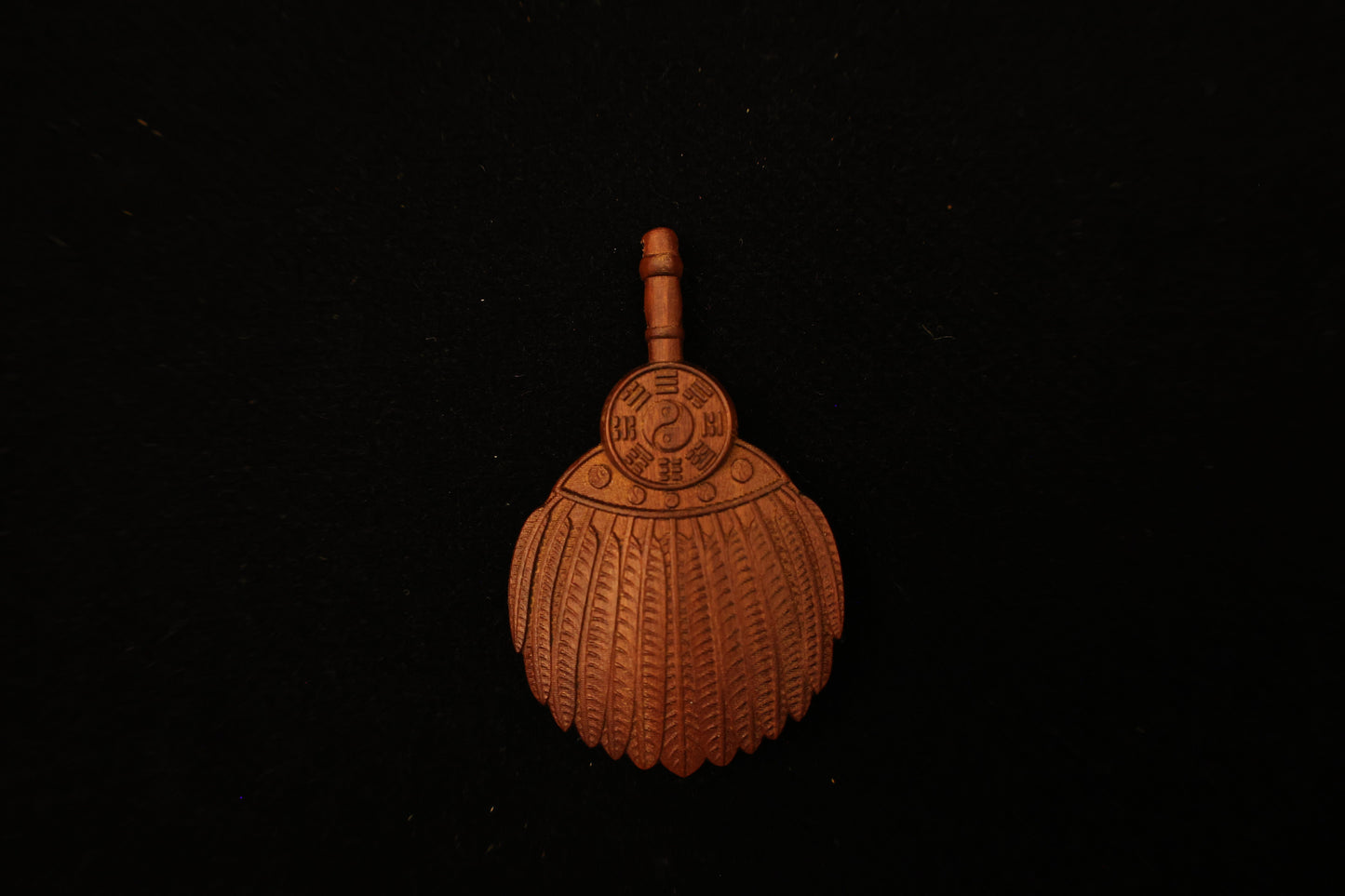 Lightning struck jujube wood Meditation Kongming Fan - Fengshui Wooden Charm