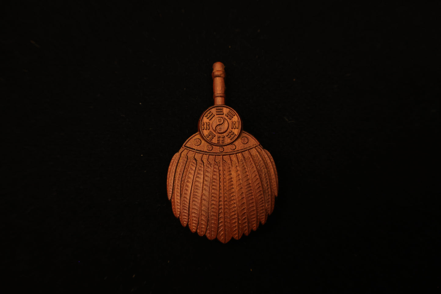 Lightning struck jujube wood Meditation Kongming Fan - Fengshui Wooden Charm