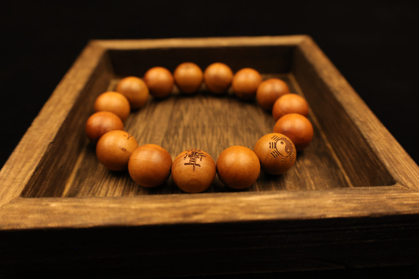 Lightingstruck Jujube Wood tai chi Yin and Yang Bracelet Meditation Bead