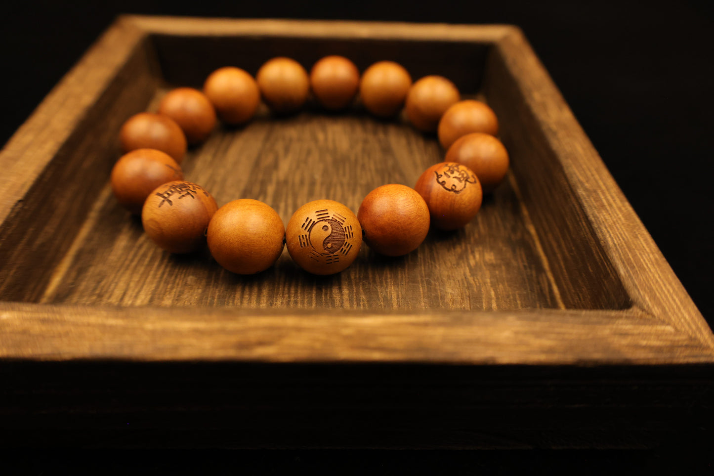 Lightingstruck Jujube Wood tai chi Yin and Yang Bracelet Meditation Bead