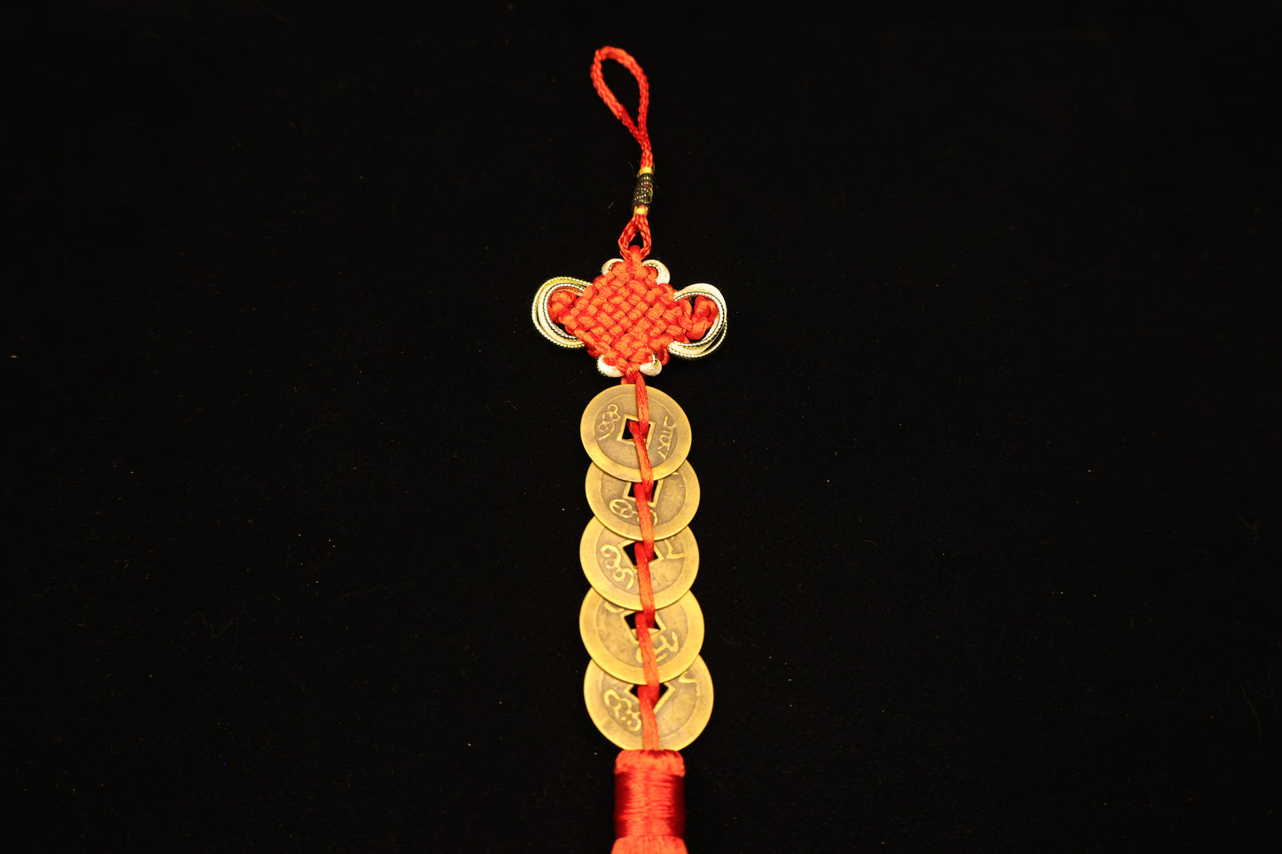 Red Rope Five Emperors Coins Feng Shui pendant