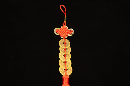 Red Rope Five Emperors Coins Feng Shui Charm