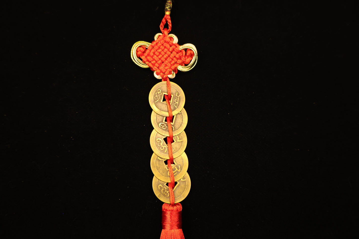 Red Rope Five Emperors Coins Feng Shui pendant