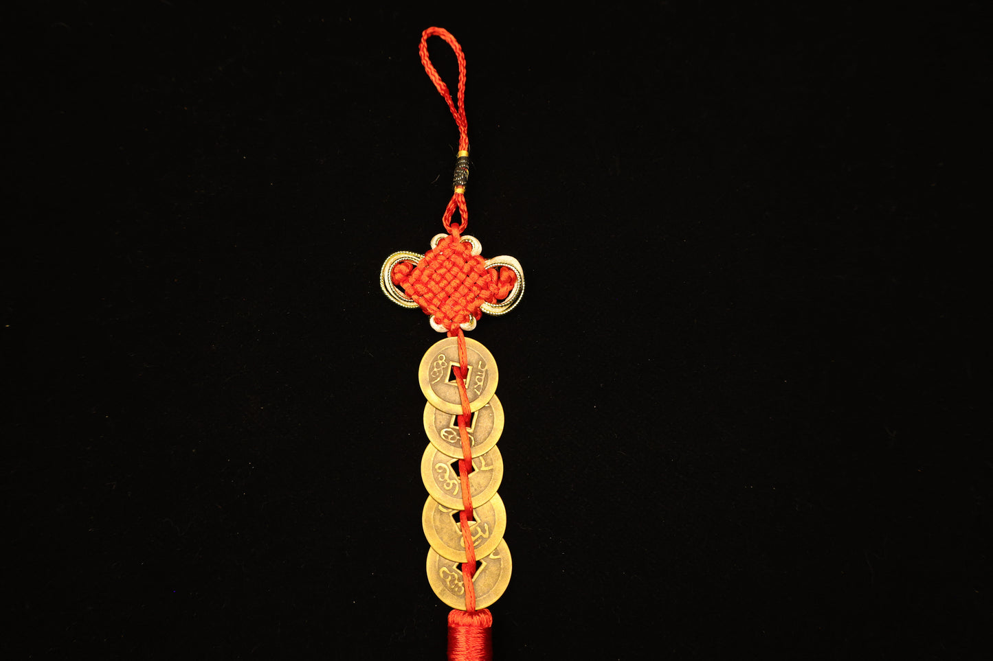 Red Rope Five Emperors Coins Feng Shui pendant