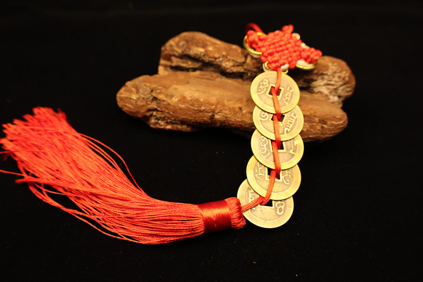 Red Rope Five Emperors Coins Feng Shui pendant