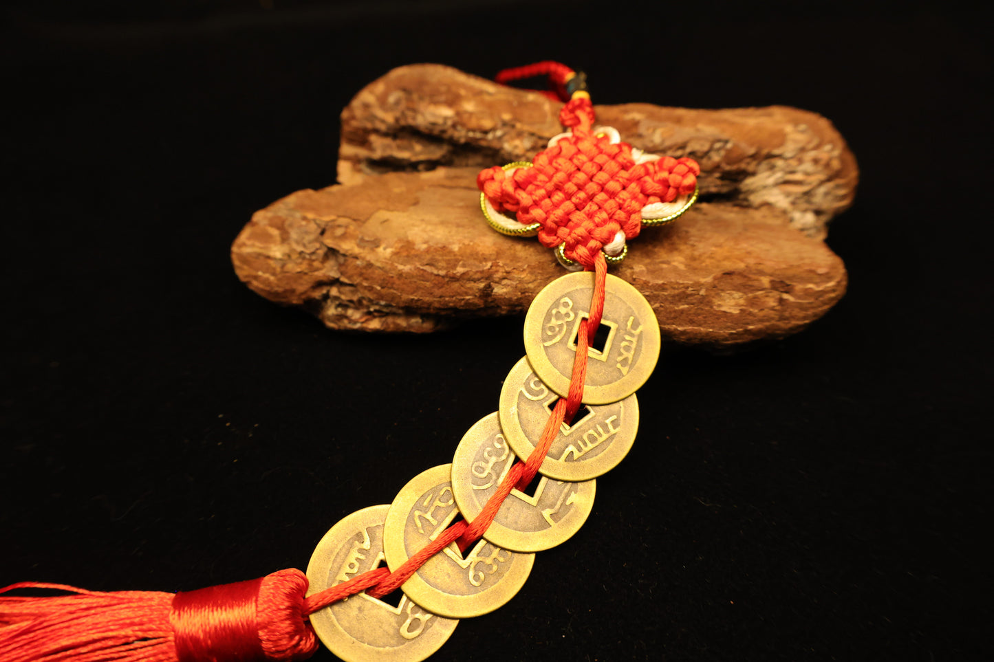 Red Rope Five Emperors Coins Feng Shui pendant