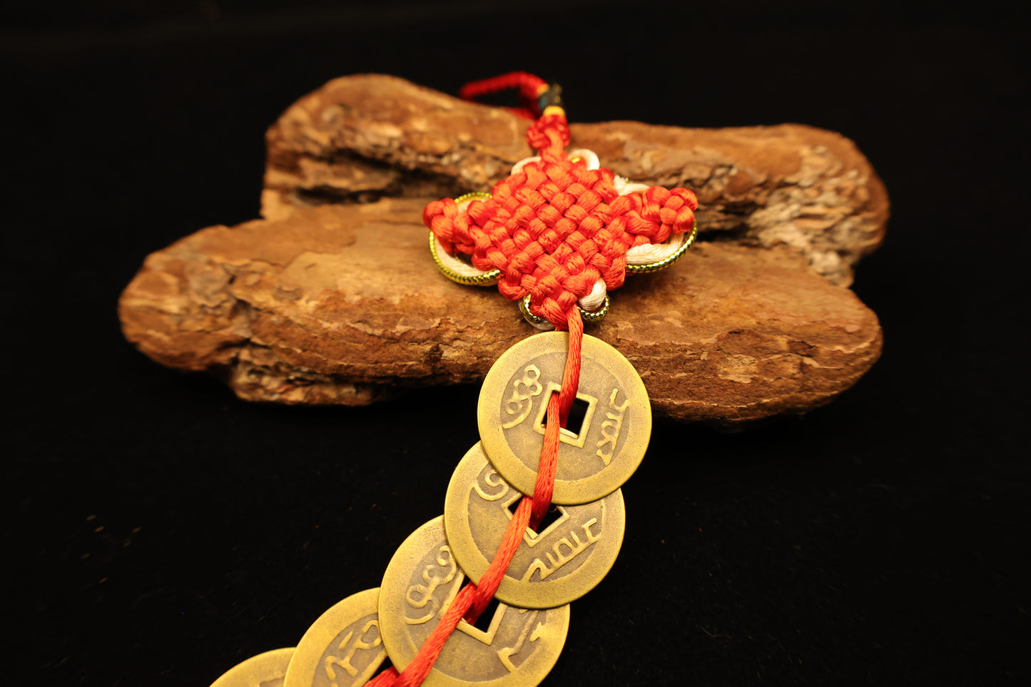 Red Rope Five Emperors Coins Feng Shui pendant